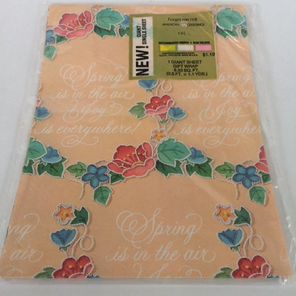Vintage Spring Wrapping Paper, Gift Wrap, Peach